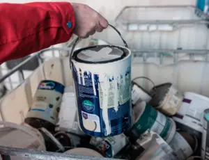 Paint can at recycling centre