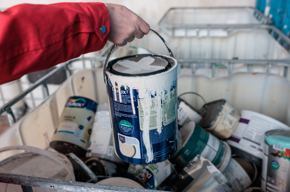 Paint can at recycling centre