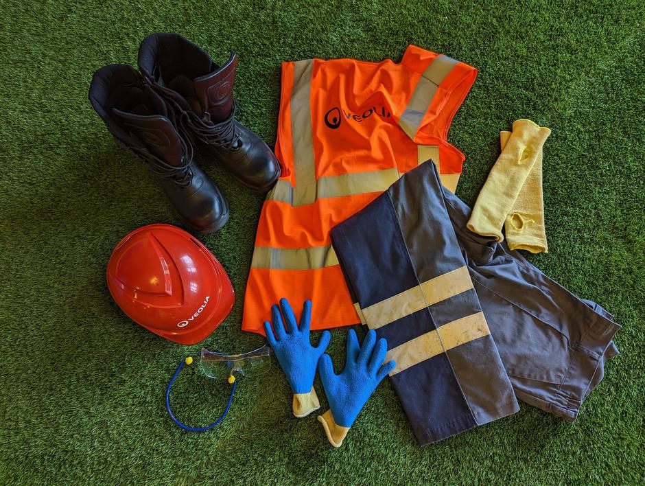 Personal protective clothing laid out on the floor