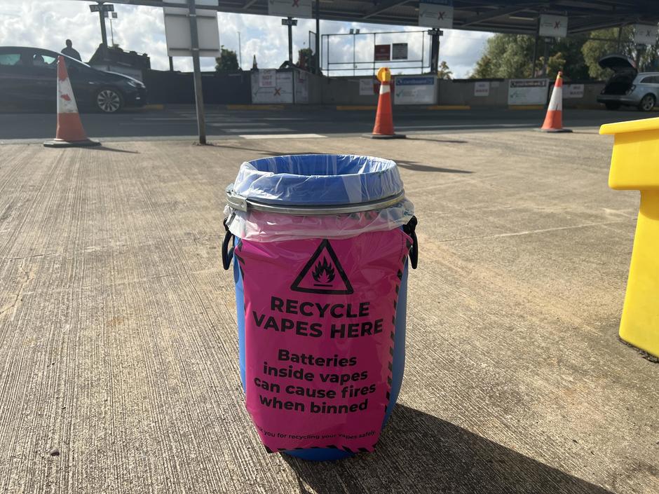 vape recycling bin at a household waste recycling centre