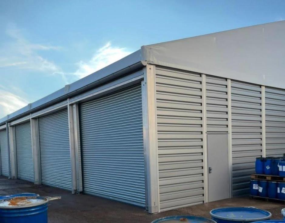 An example of a roller shutter building